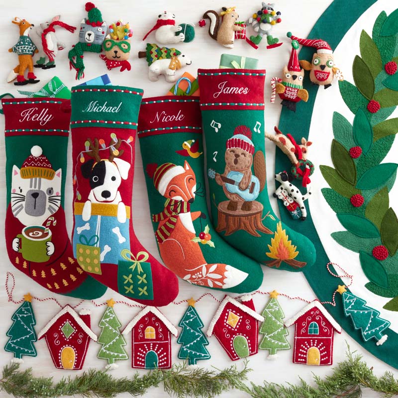 Holiday Felt Ornaments, Set of 2 - Owls
