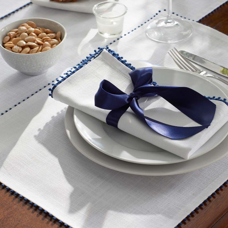 Pom Fringe Placemats, Set of 4 - Blue