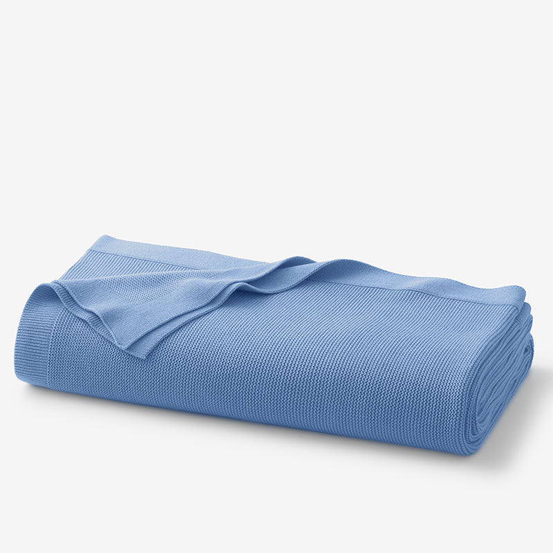 Classic All Season Breathable Cotton Knit Blanket - Blue, Twin/Twin XL
