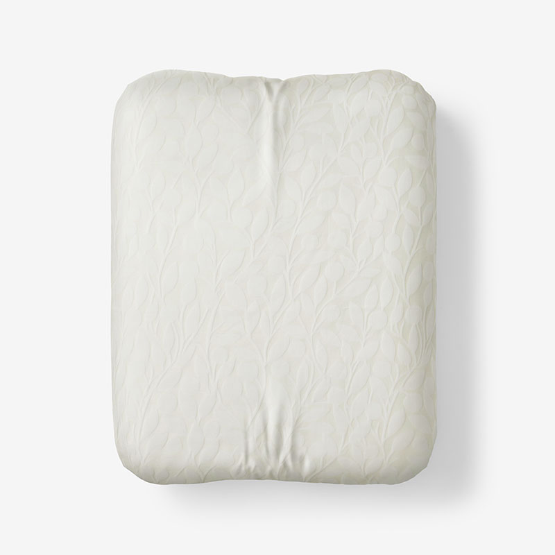 Jacquard Leaf Yarn-Dyed Premium Smooth Supima® Cotton Wrinkle-Free Sateen Fitted Bed Sheet - Ivory, Twin