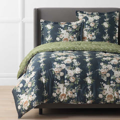 Blooming Melody Reversible Premium Smooth Wrinkle-Free Sateen Comforter - Green Multi, Full/Queen