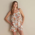 Printed Voile Women's Babydoll Shorts Set - Wild Bloom, XL
