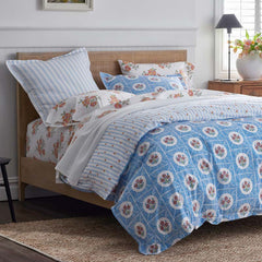 Blossoms and Stripes Classic Cool Cotton Percale Reversible Comforter - Blossom Veil, Twin/Twin XL