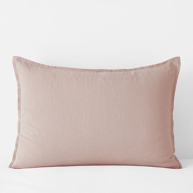 Premium Breathable Washed Linen Solid Sham - Rose Smoke, King