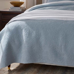 Tinsley Leaf Quilted Sham - Blue, King