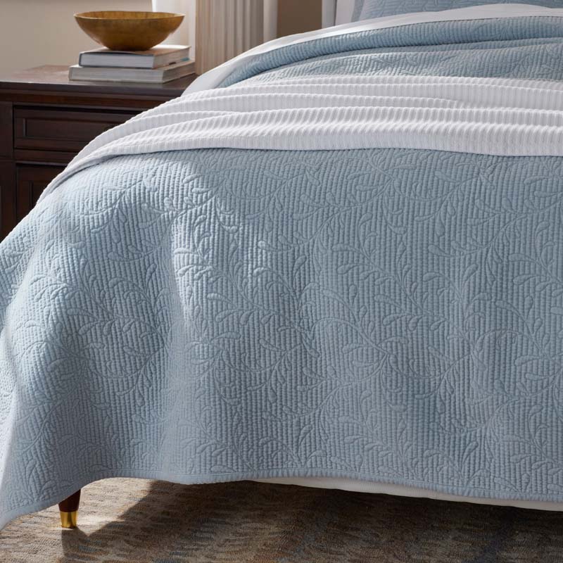 Tinsley Leaf Quilted Sham - Blue, Standard