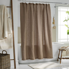 Premium Breathable Washed Linen Solid Shower Curtain - Pine Bark