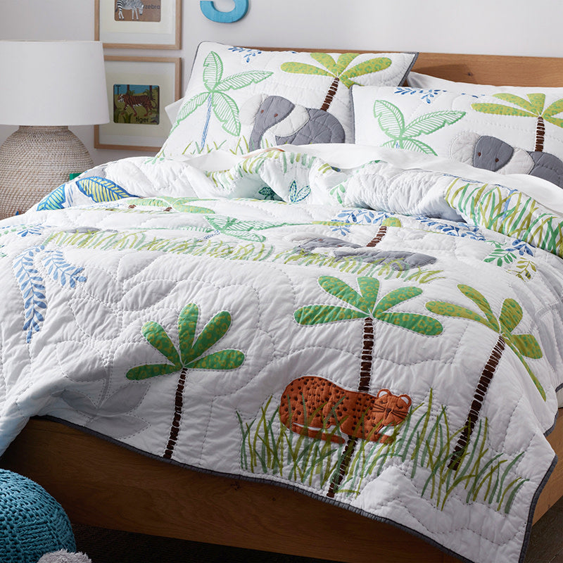 Jungle Quilt - White Multi, Full/Queen