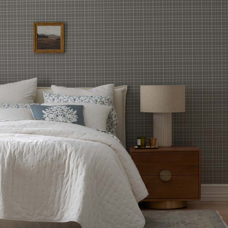 Plaid Traditional Wallpaper - Khaki, Roll