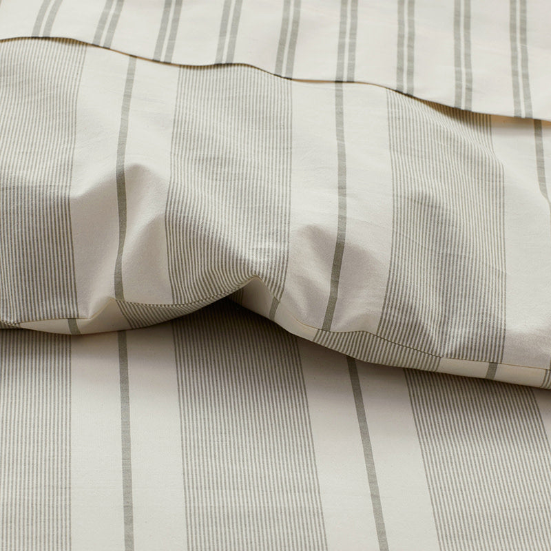 Tailored Stripes and Plaids Classic Cool Cotton Percale Sham - Wide Stripe Moss Green, King