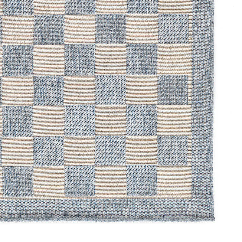 Checkered Outdoor Rug -  Blue, 2' x 3'