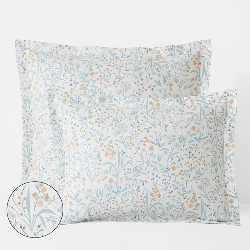 Clemencia Classic Cool Cotton Percale Sham - Mini Floral Pale Blue, Standard