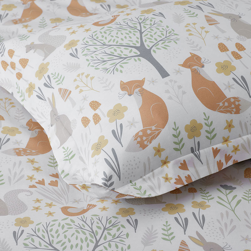 Forest Animals Classic Cool Organic Cotton Percale Pillowcase Set - Ivory Multi, Standard