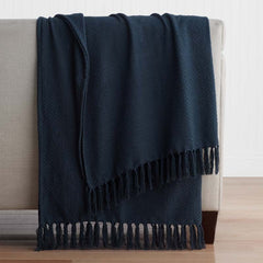 Textured Stripe Throw - Dark Blue