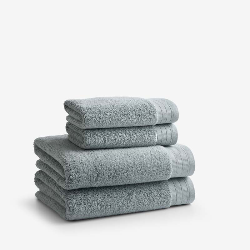 Plush Spa Solid 4-Piece Bath & Hand Towel Set - Seaspray