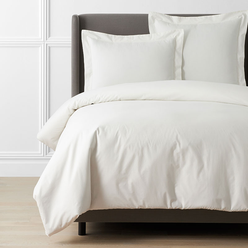 Premium Cool Supima® Cotton Percale Bed Duvet Cover - Cream, Full/Queen