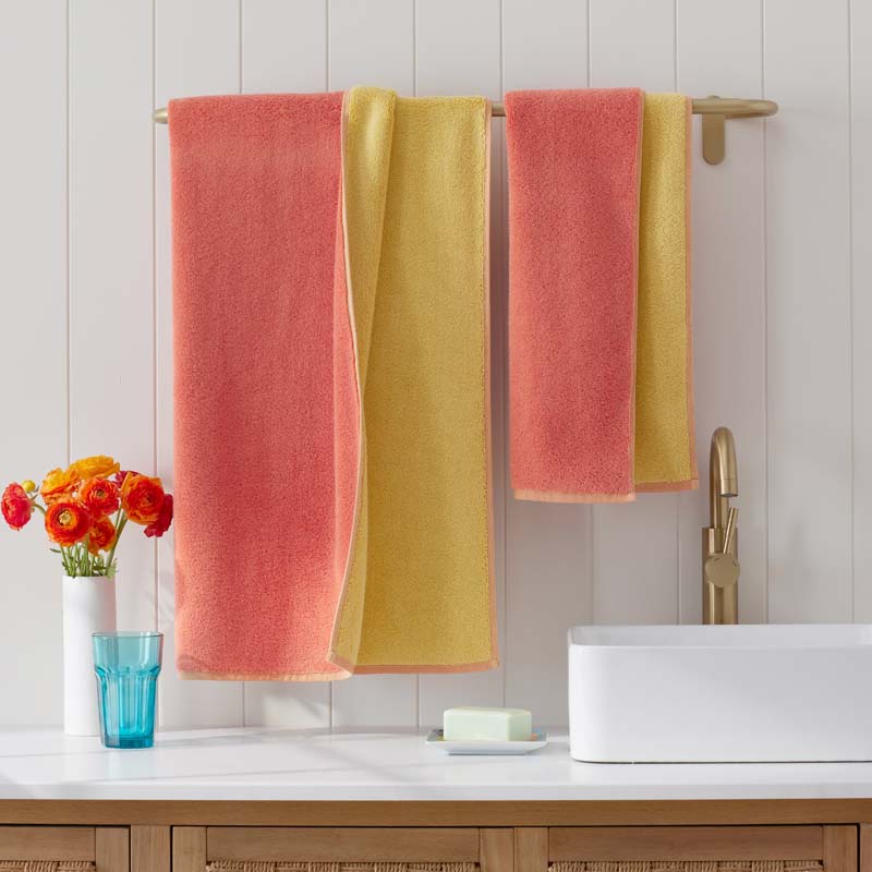 Reversible Solid Hand Towel - Coral