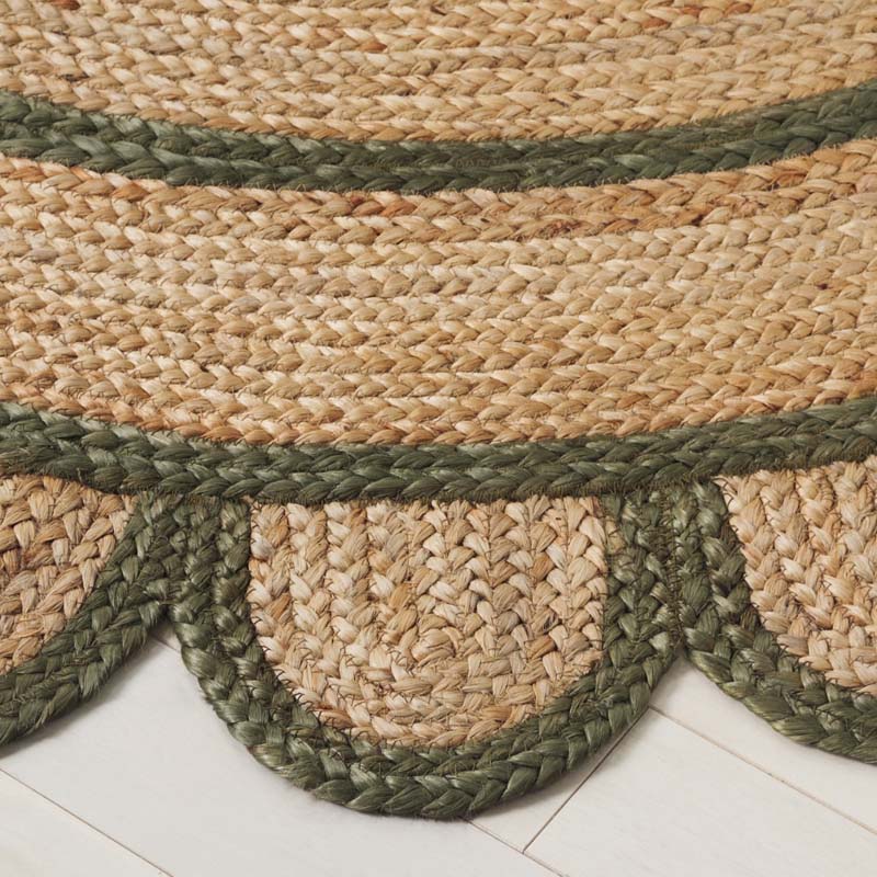 Scallop Border Handwoven Jute Rug - Olive, 8' x 10'