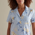 Printed Poplin Women's Shorts Set - Blue Floral, M