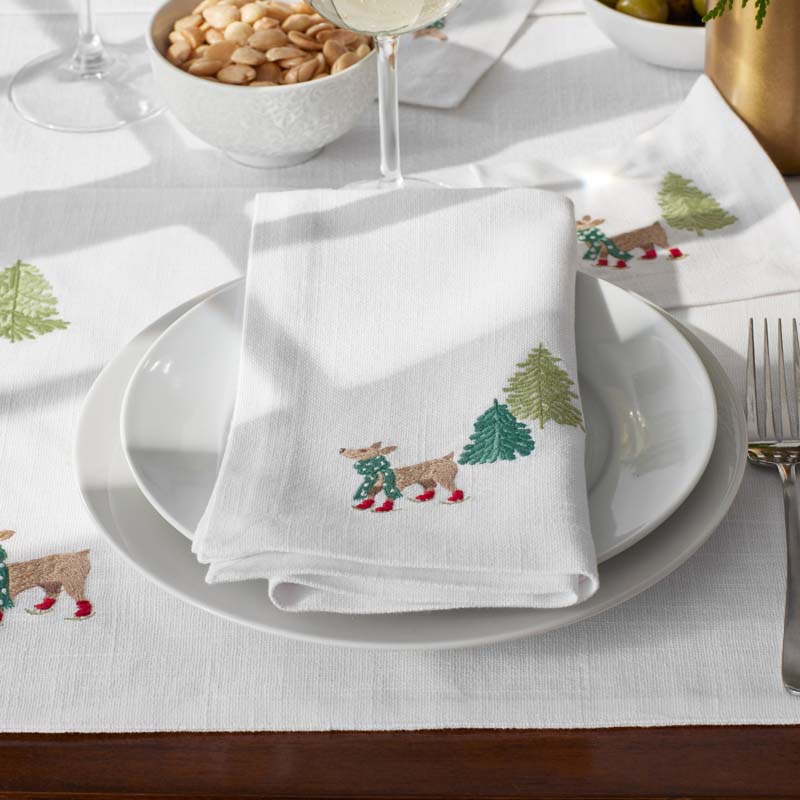 Embroidered Novelty Napkins, Set of 4 - Deer