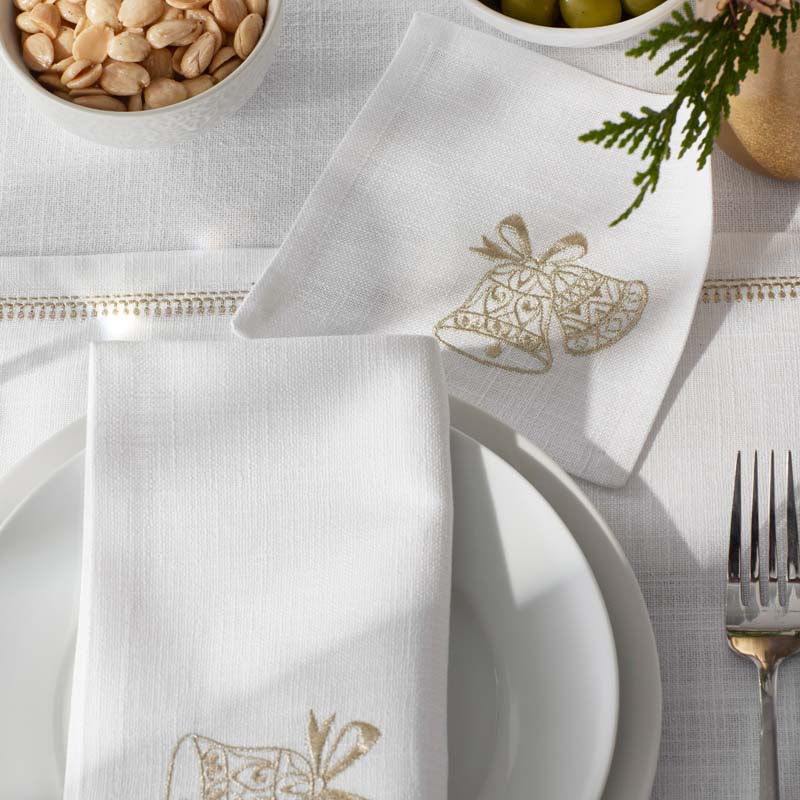 Metallic Cocktail Napkins, Set of 4 - Bells