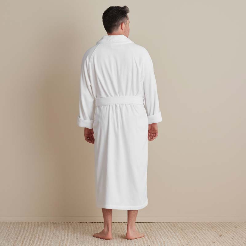 Velour Terry Unisex Robe - White, L