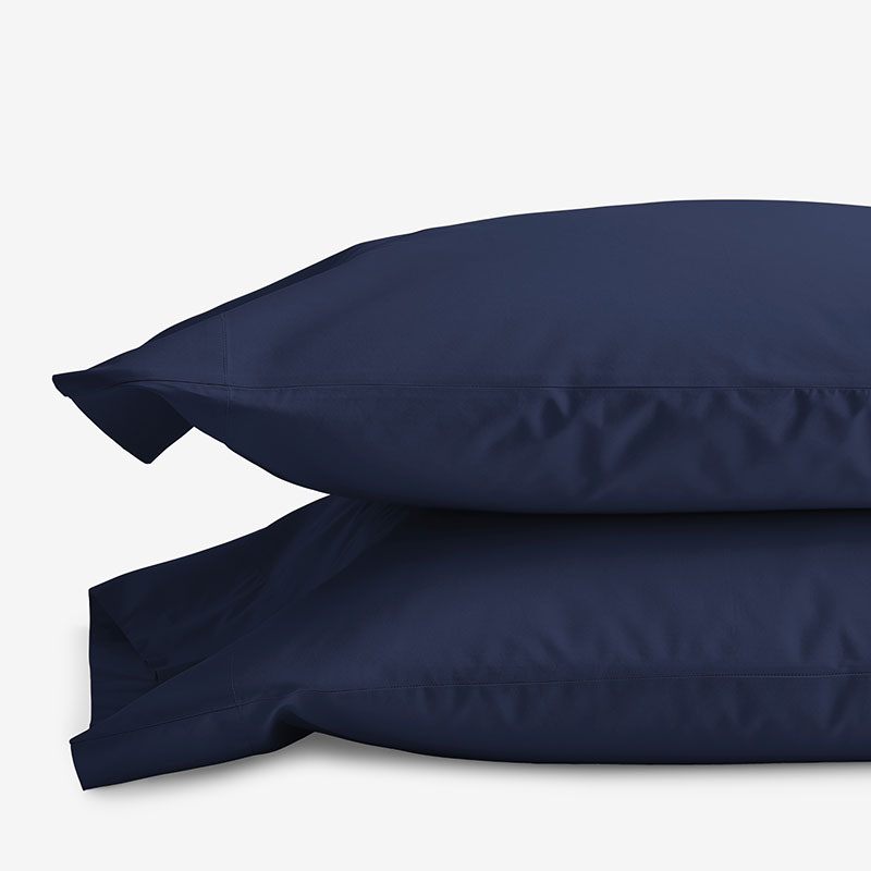 Classic Cool Cotton Percale Pillowcase Set - Navy, Standard