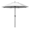 Round Outdoor Patio Umbrella, Aluminum with Auto Tilt Crank - Black Finish, Natural, 9'