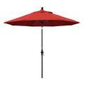 Round Outdoor Patio Umbrella, Fiberglass with Twist Tilt - Bronze Finish, Jockey Red, 9'
