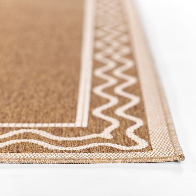 Wave Border Outdoor Rug -  Natural, 5' 3" x 7'