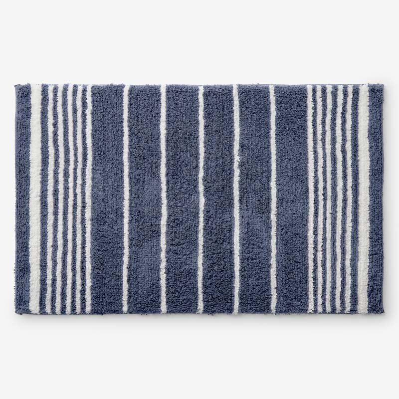 Plush Spa Stripe Bath Rug - Dark Indigo, 21 in. x 34 in.