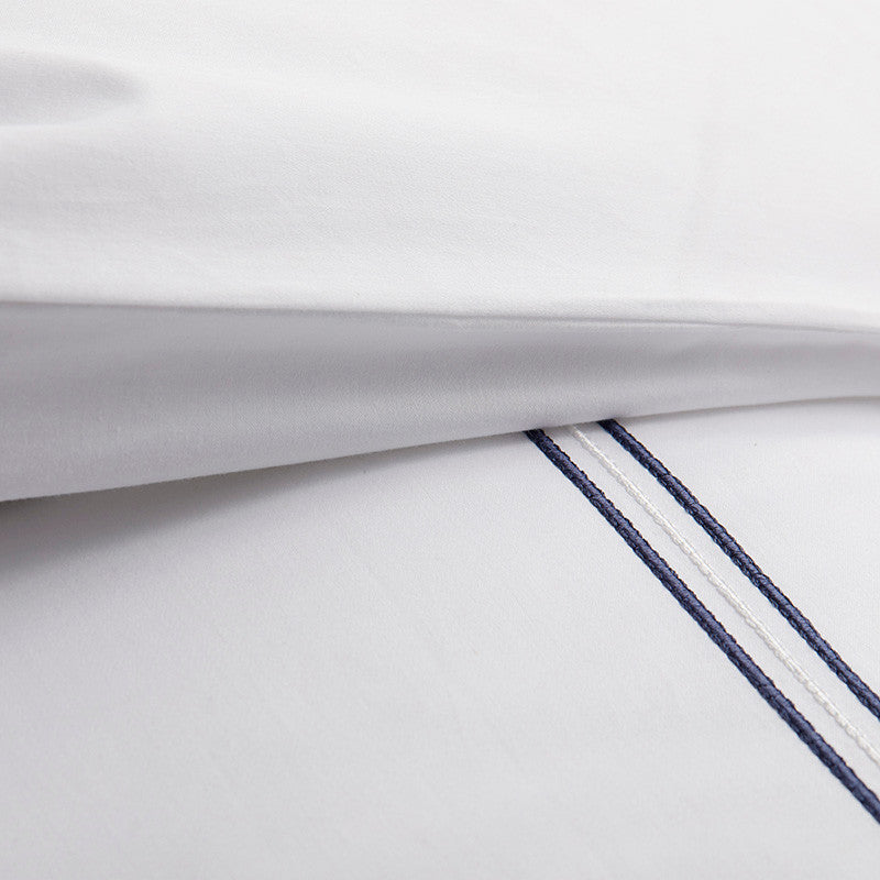 Dorset Stripe Luxe Smooth Egyptian Cotton Sateen Pillowcase Set - Blue, King