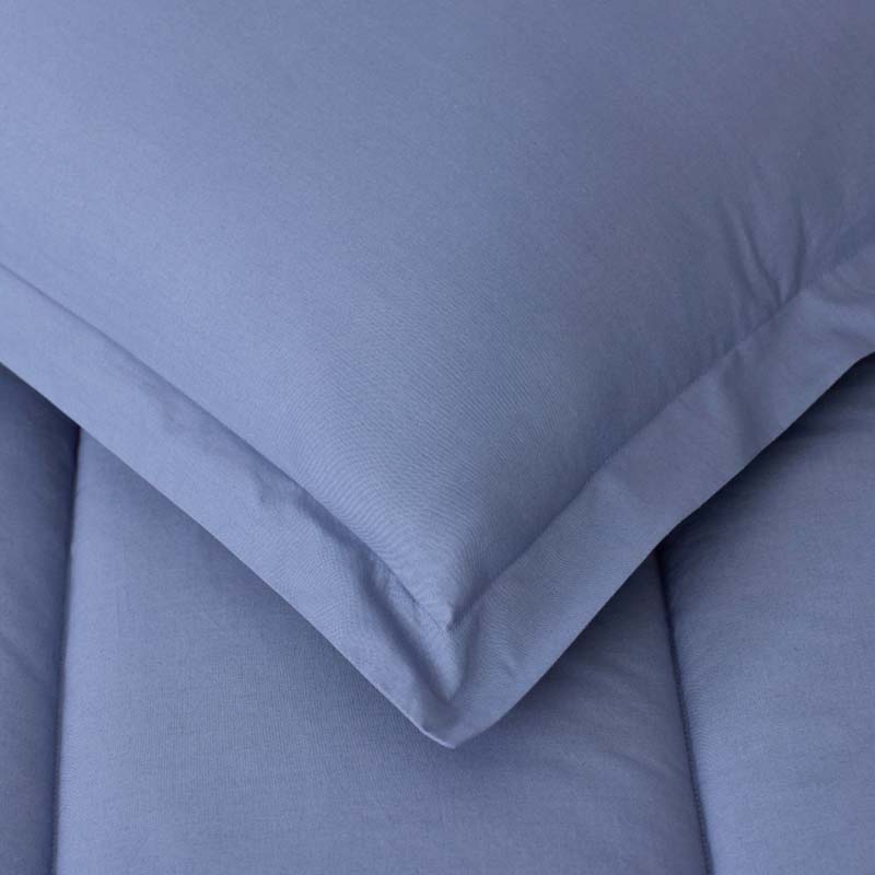 Solid Garment Washed Cotton Percale Comforter - Denim Blue, King/Cal. King