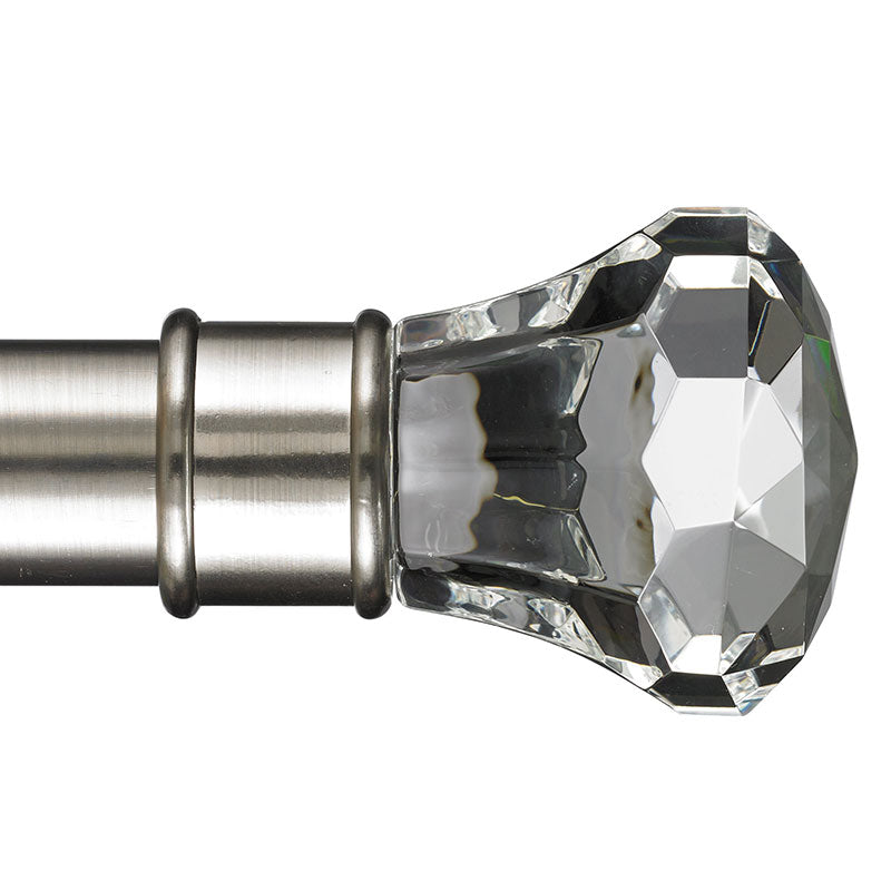 Facets Finial and 1" diameter Rod Set - Stainless Steel, 72"