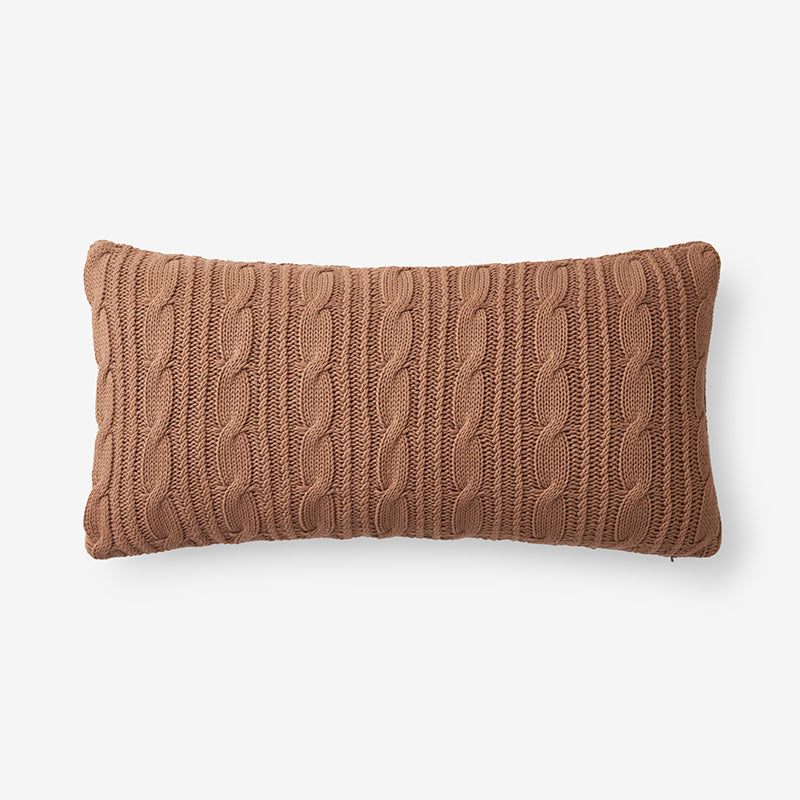 Chunky Cable Knit Decorative Pillow Cover - Caramel