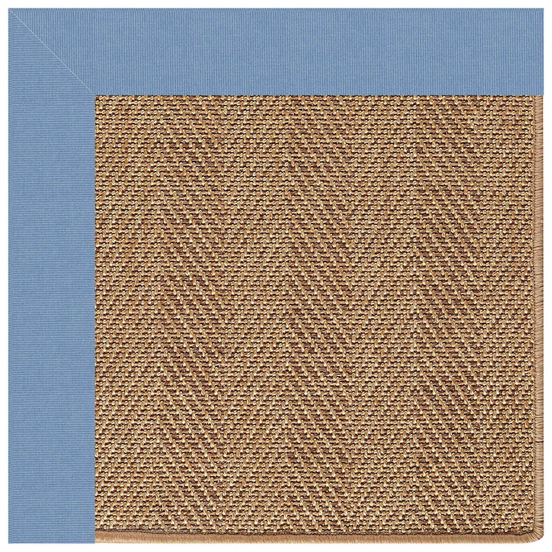 Sunbrella Herringbone Bordered Indoor/Outdoor Rug -  Light Blue, 5' x 8'