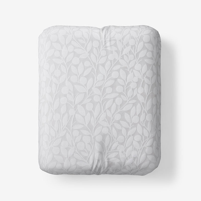 Jacquard Leaf Yarn-Dyed Premium Smooth Supima® Cotton Wrinkle-Free Sateen Fitted Bed Sheet - Light Gray, Full