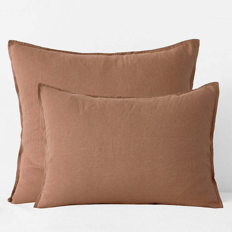 Premium Breathable Washed Linen Solid Sham - Terracotta, Standard
