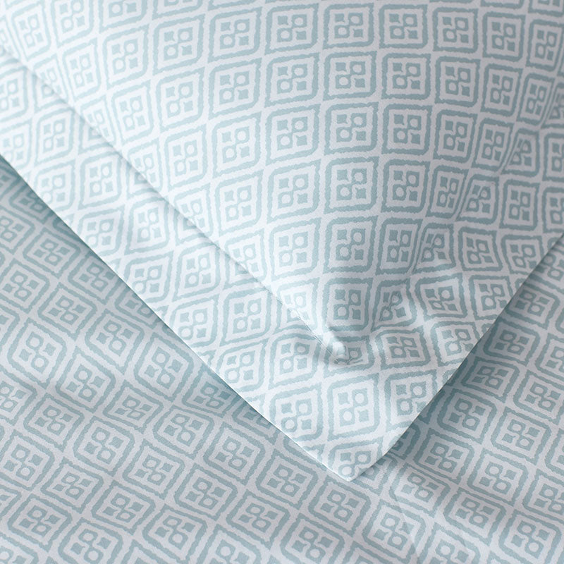 Clemencia Classic Cool Cotton Percale Sham - Geo Pale Blue, Euro