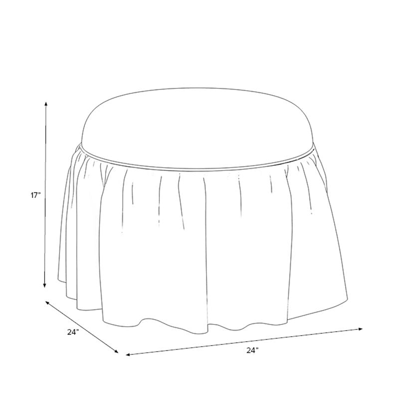 Velvet Ruffle Ottoman - White