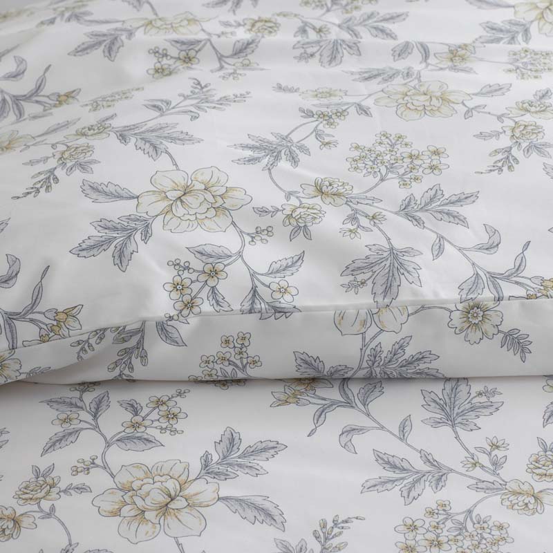 Whispering Garden Premium Smooth Wrinkle-Free Sateen Fitted Bed Sheet - Gray Multi, Queen