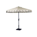 9' Round Double Scallop Outdoor Patio Umbrella, Aluminum with Auto Tilt and Crank Lift - Natural