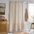 Premium Breathable Washed Linen Solid Shower Curtain - Parchment