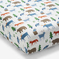 Forest Friends Classic Cool Organic Cotton Percale Fitted Crib Sheet - White Multi