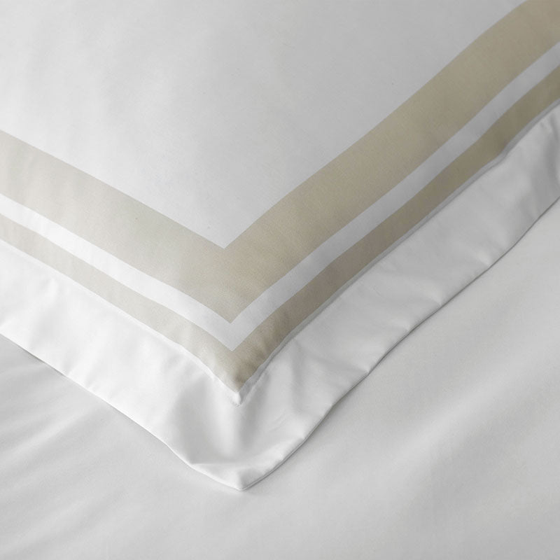 Double Border Premium Smooth Supima® Cotton Wrinkle-Free Sateen Duvet Cover - Ivory, King/Cal. King