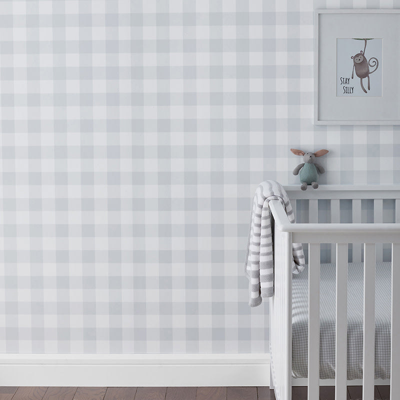 Ditsy Gingham Removable Wallpaper - Gray, Panel