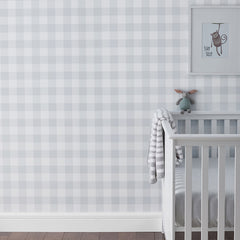 Ditsy Gingham Traditional Wallpaper - Gray, Roll
