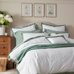 Solid Border Classic Cool Cotton Percale Sham - Thyme, Euro