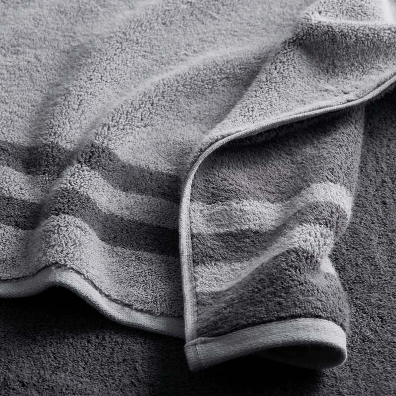 Mirage Aegean Cotton Reversible Stripe Bath Towel - Slate Gray