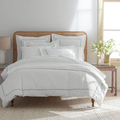 Scallop Embroidered Premium Cool Egyptian Percale Sham - Green, King